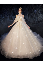 A-line Spaghetti Wedding Dresses, V-neck Bridal Dresses GW-032