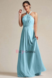 Aqua Blue Halter Bridesmaids Dresses, Dressy Empire Prom Dresses, Vestidos de damas de honor BD-036-2