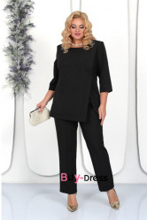 Black Two Piece Sets Plus Size Mother Of The Bride Pant Suits MD0023-1