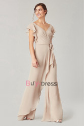 Champagne Chiffon Bridesmaids Dresses & Jumpsuits, Monos de damas de honor BD-001-3