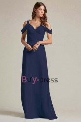 Dark Blue Off the Shoulder Sweetheart Bridesmaids Dresses, Vestidos de damas de honor BD-012-2