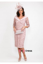 Elegant Blush Lace Mother Of The Bride Dress, Off the Shoulder Women's Dresses MD0043