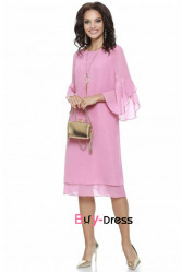 Elegant Summer Lilac Chiffon Ruffles Half Sleeves Prom Dresses MD0017