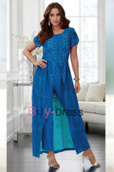 Fashion Ocean Blue Lace Jumpsuit for Mother TS021