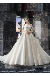 Glamorous Hand Beading Wedding Dresses,Chapel Train Bridal Dresses GW-020