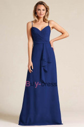 Informal Spaghetti Bridesmaids Dresses, Dark Blue Chiffon Wedding Party Dresses, Robes de demoiselle d'honneur BD-050-2