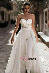 Ivory Bridal Jumpsuit,Sweetheart Wedding Jumpsuit,Wedding Prom Jumpsuit,Wedding guests dresses bjp-0046