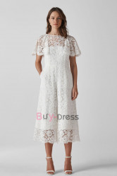 Ivory Wide Leg Ninth Pants Bridal Jumpsuit Wedding Party Dresses WBJ080