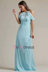 Jade Blue Off the Shoulder Halter Elegant Bridesmaids Dresses, Robes de demoiselle d'honneur BD-014-1