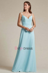 Jade Blue Spaghetti Sweetheart Pleated Bridesmaids Dresses, Vestidos de damas de honor BD-021-1