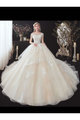 Jewel Tassel Wedding Dresses, Chapel Train Bridal Dresses GW-012