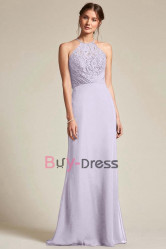 Lavender Dressy Chiffon Halter Bridesmaids Dresses, Vestidos de damas de honor BD-017-2