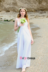 lovely Beach Wedding Suits, Boho Wedding Jumpsuits, Spaghetti Women Bridal Rompe bjp-0048