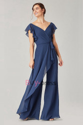 Dark Blue Chiffon Bridesmaids Dresses & Jumpsuits, Monos de damas de honor BD-001-10