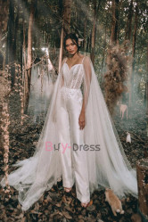 New Arrival Delicate Hand Beading Bridal Jumpsuit Beautiful Wedding Trouser suit Dresses WBJ096