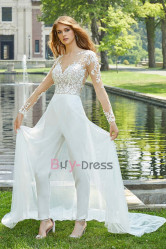 New Arrival Lace Bodice Bridal  Jumpsuit with Tulle Overskirt WBJ108