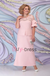 New Arrival Pearl Pink Plus size Ankle-Length Mermaid Mother of the Bride & Groom Dress MD2253