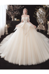 Off the Shoulder Ruched Wedding Dresses,A-line Ruffles Bridal Gowns GW-027
