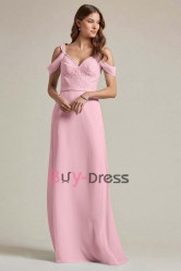 Pearl Pink Off the Shoulder Sweetheart Bridesmaids Dresses, Vestidos de damas de honor BD-012-4