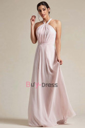 Pink Halter Bridesmaids Dresses, Dressy Empire Prom Dresses, Robes de demoiselle d'honneur BD-036-1