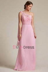 Pink One Shoulder Empire Bridesmaids Dresses,Robes de demoiselle d'honneur BD-013-1