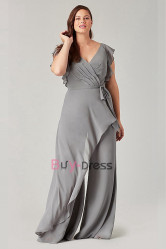 Plus size Charcoal Chiffon Bridesmaids Dresses & Jumpsuits,Robes de demoiselle d'honneur BD-001-5