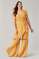 Plus size Golden Chiffon Bridesmaids Dresses & Jumpsuits, Brautjungfernkleider BD-001-6