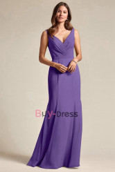 Purple V-neck Empire Bridesmaids Dresses, Special Occasion Dresses, Robes de demoiselle d'honneur BD-046-3