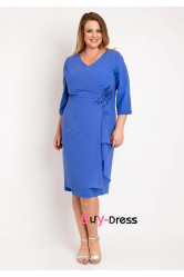Royal Blue Draped-Pleated-Bodice Mother Of The Bride Dresses, Knee-Length Women's  Dresses MD0034-2