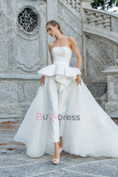 Stylish Overskirt Wedding Pantsuit Dresses Jumpsuit Modern Bride WBJ115