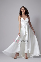 Stylish Wedding Jumpsuit with Detachable Train Bridal Dresses WBJ073