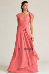 Watermelon Chiffon Bridesmaids Dresses, Sweetheart Empire Prom Dresses, Robes de demoiselle d'honneur BD-030-3