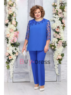 2022 New Arrival Women's Royal Blue Two Piece Pant suits Mother of the Bride Dresses Plus Size TS038-1