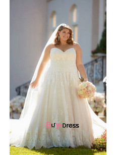 2023 Plus Size Empire Sweetheart Wedding Dresses, A-line Lace Up Bride Dresses bds-0034
