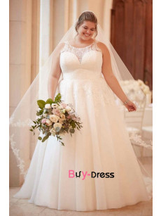 2023 Plus Size Empire Wedding Dresses, Glamorous A-line Bride Dresses Sweep Train bds-0045