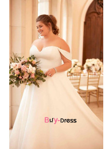 2023 Plus Size Sweetheart Wedding Dresses, Gorgeous Church Off the Shoulder Bride Dresses With 20 Inch Train bds-0038