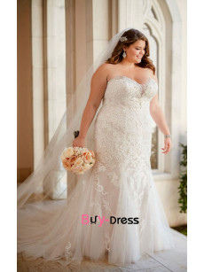 Plus Size Wedding Dresses, Lace Up Strapless Bride Dresses bds-0032