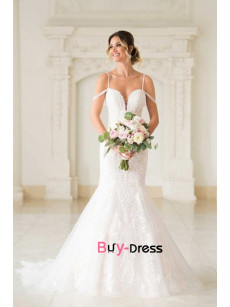 2023 V-neck Sheath Wedding Dresses, Glamorous Lace Bride Dresses Sweep Train bds-0044-2