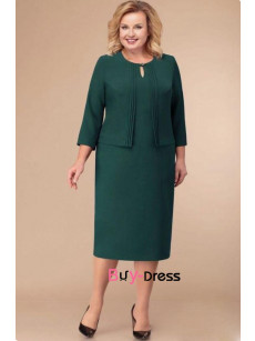 2Pc Plus Size Green Women's Dresses, Modern Women's Outfits Dresses MD0054