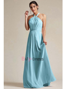 Aqua Blue Halter Bridesmaids Dresses, Dressy Empire Prom Dresses, Vestidos de damas de honor BD-036-2