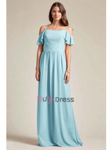 Aqua Green Spaghetti Bateau Bridesmaids Dresses, Dresses for Beach Wedding, Robes de demoiselle d'honneur BD-038-2