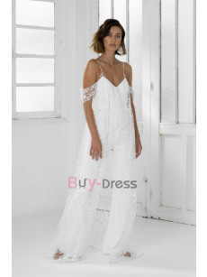 Backless Spaghetti Bridal Jumpsuits With Train Unique Bohemia Wedding Dresses WBJ054