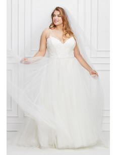 Beaded V-Neck A-Line Wedding Dress Plus Size Bridal Ball Gown PWD2221