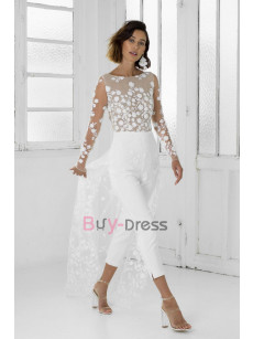 BOHO Bridal Jumpsuits with  Overskirt Wedding Little White Dresses WBJ050