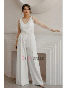 Bridal Jumpsuit with Dot For Wedding WBJ094
