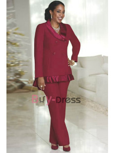 Burgundy Mother of the Bride Pant Suit Two Piece Trouser Outfit TS002-02