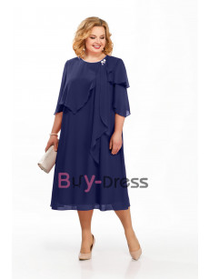 Plus size Dark Navy Mother of the Bride Chiffon Dress Special Occasion Wear MD2261