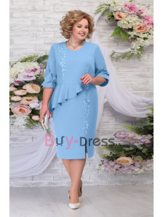 Elegant Knee-Length Mother of the Bride Dresses Sky Blue Custom Plus Size 28W MD2259-01