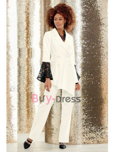 Formal Mother of the Bride Pant suits Trumpet Sleeves Ivory Trousers Set TS007