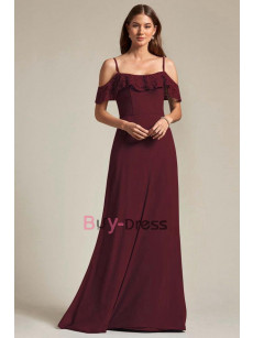 Fuchsia Spaghetti Prom Dresses, Off the Shoulder Bridesmaids Dresses, Robes de demoiselle d'honneur BD-025-2
